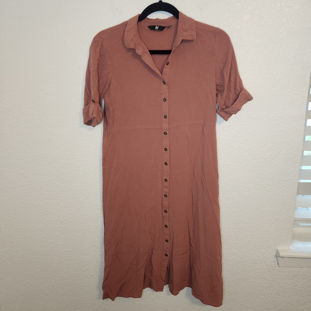 Figs Button-Front Shirt Dress in Dusty Rose